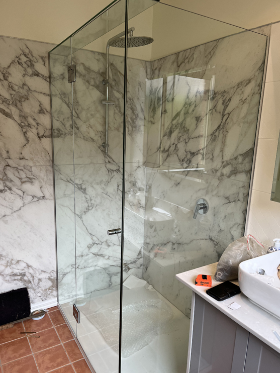 Custom made Frameless Shower Screen installed in Dromana